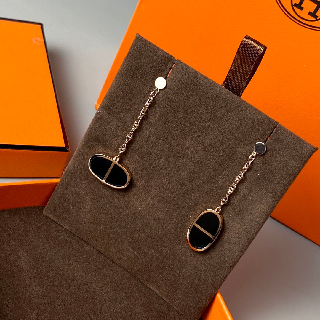 [Super CiCi ]CHAINE VERSO BLACK CERAMIC EARRINGS