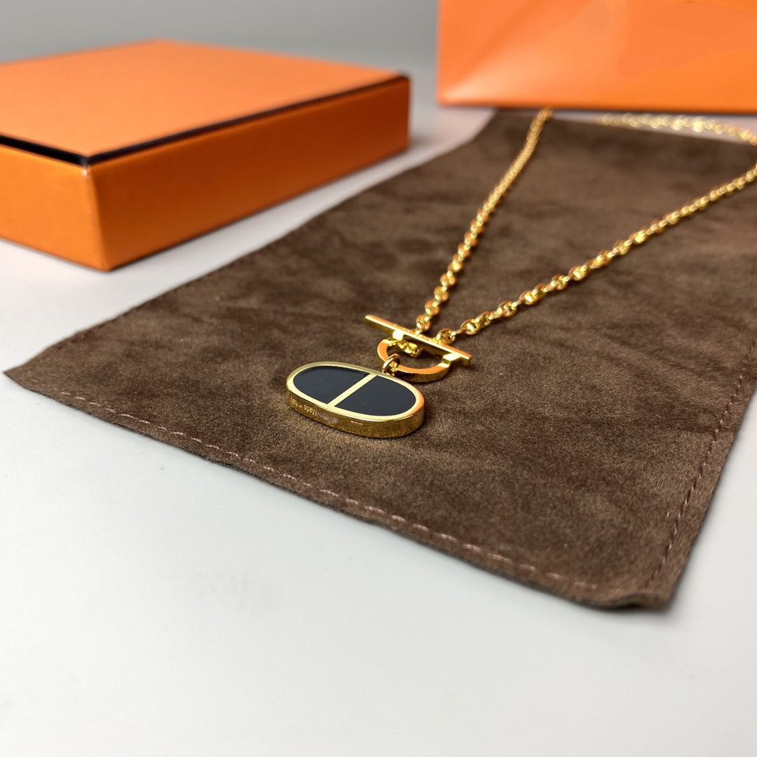 [Super CiCi ]CHAINE VERSO BLACK CERAMIC NECKLACE