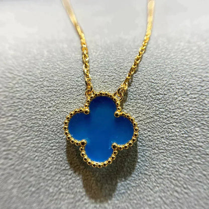 [Super CiCi ]CLOVER 15MM BLUE AGATE NECKLACE