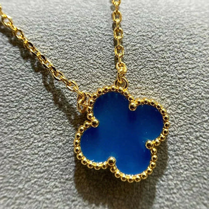 [Super CiCi ]CLOVER 15MM BLUE AGATE NECKLACE