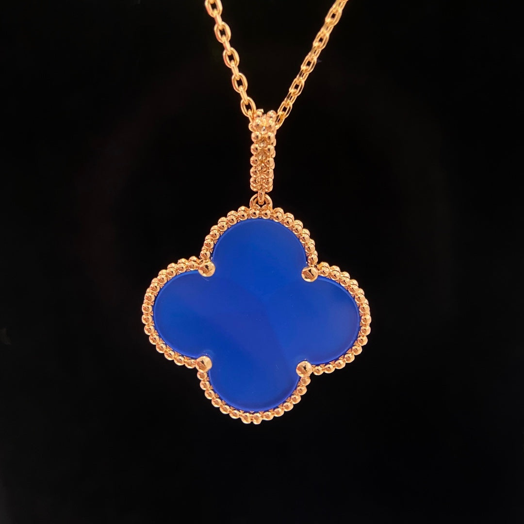 [Super CiCi ]CLOVER 25MM NECKLACE TURQUOISE ROSE GOLD