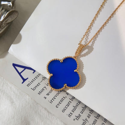 [Super CiCi ]CLOVER 25MM NECKLACE TURQUOISE ROSE GOLD