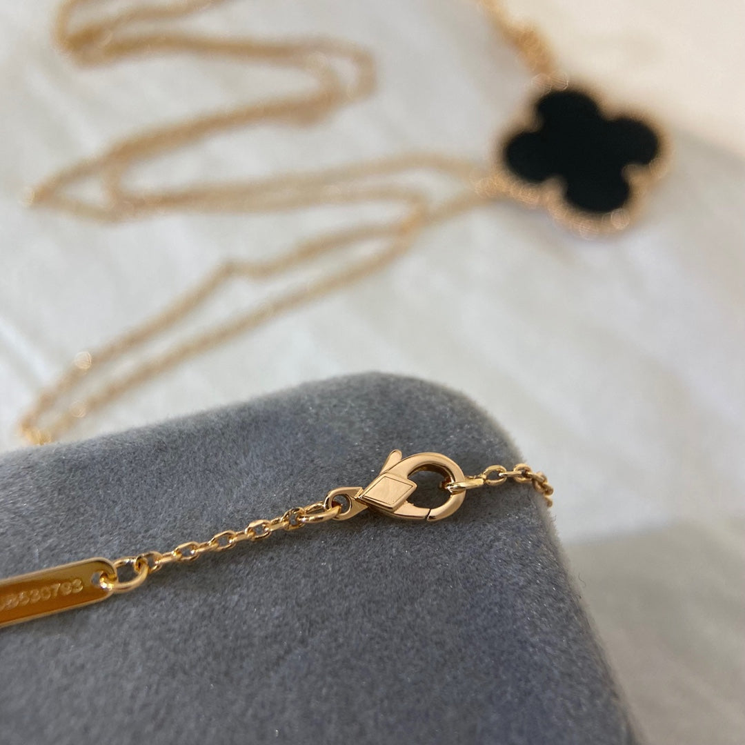 [Super CiCi ]CLOVER 25MM NECKLACE GOLD ONYX