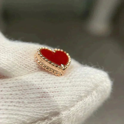 [Super CiCi ]HEART CARNELIAN STUD EARRINGS