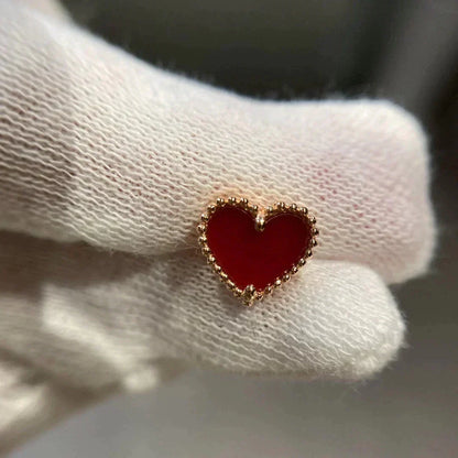 [Super CiCi ]HEART CARNELIAN STUD EARRINGS