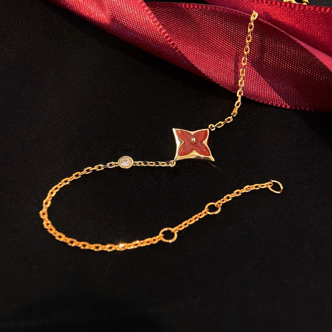 [Super CiCi ]COLOR STAR CARNELIAN PINK GOLD DIAMOND BRACELET