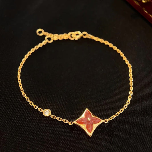 [Super CiCi ]COLOR STAR CARNELIAN PINK GOLD DIAMOND BRACELET
