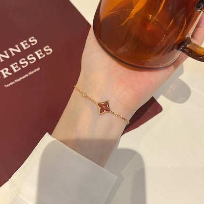 [Super CiCi ]COLOR STAR CARNELIAN PINK GOLD DIAMOND BRACELET
