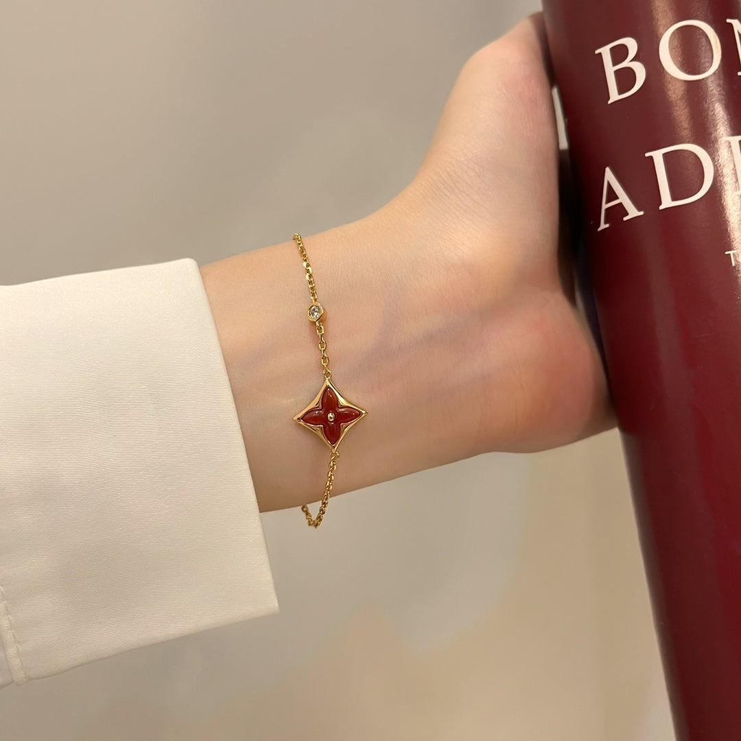 [Super CiCi ]COLOR STAR CARNELIAN PINK GOLD DIAMOND BRACELET