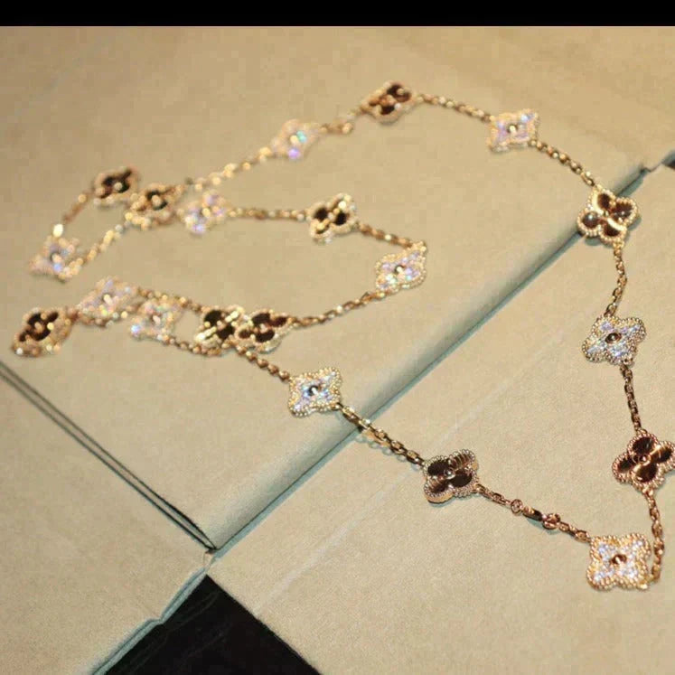 [Super CiCi ]CLOVER 20 MOTIFS LASER DIAMOND NECKLACE