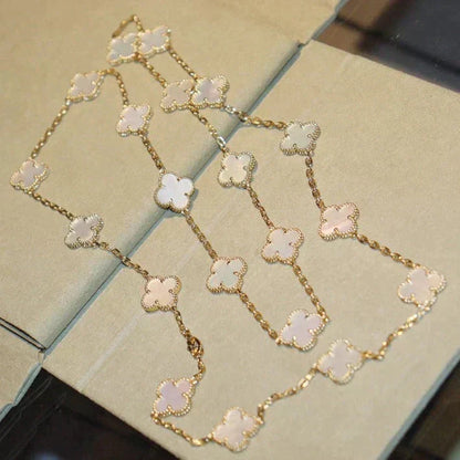 [Super CiCi ]CLOVER 20 MOTIFS WHITE MOP NECKLACE