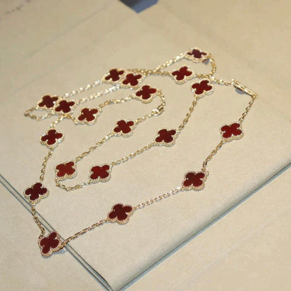 [Super CiCi ]CLOVER 20 MOTIFS CARNELIAN NECKLACE