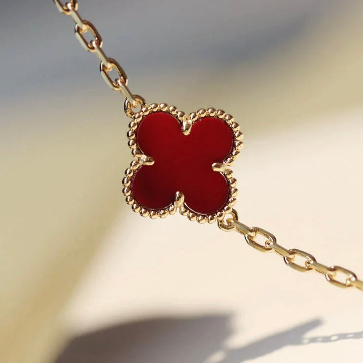 [Super CiCi ]CLOVER 20 MOTIFS CARNELIAN NECKLACE