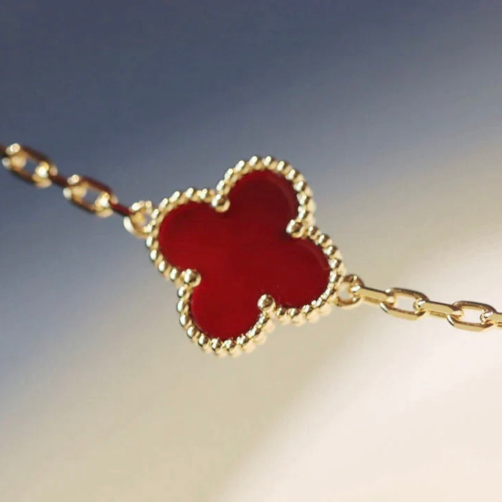 [Super CiCi ]CLOVER 20 MOTIFS CARNELIAN NECKLACE