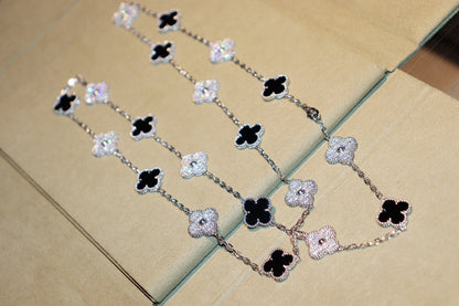 [Super CiCi ]CLOVER 20 MOTIFS ONYX DIAMOND SILVER