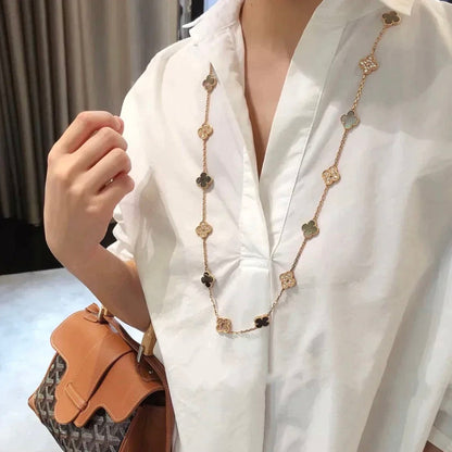 [Super CiCi ]CLOVER 20 MOTIFS DARK MOP DIAMOND  NECKLACE