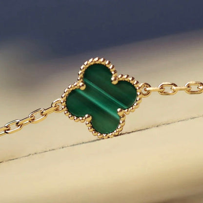 [Super CiCi ]CLOVER 20 MOTIFS MALACHITE DIAMOND NECKLACE