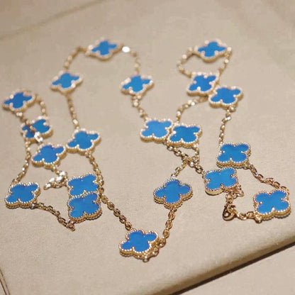 [Super CiCi ]CLOVER 20 MOTIFS BLUE AGATE GOLD