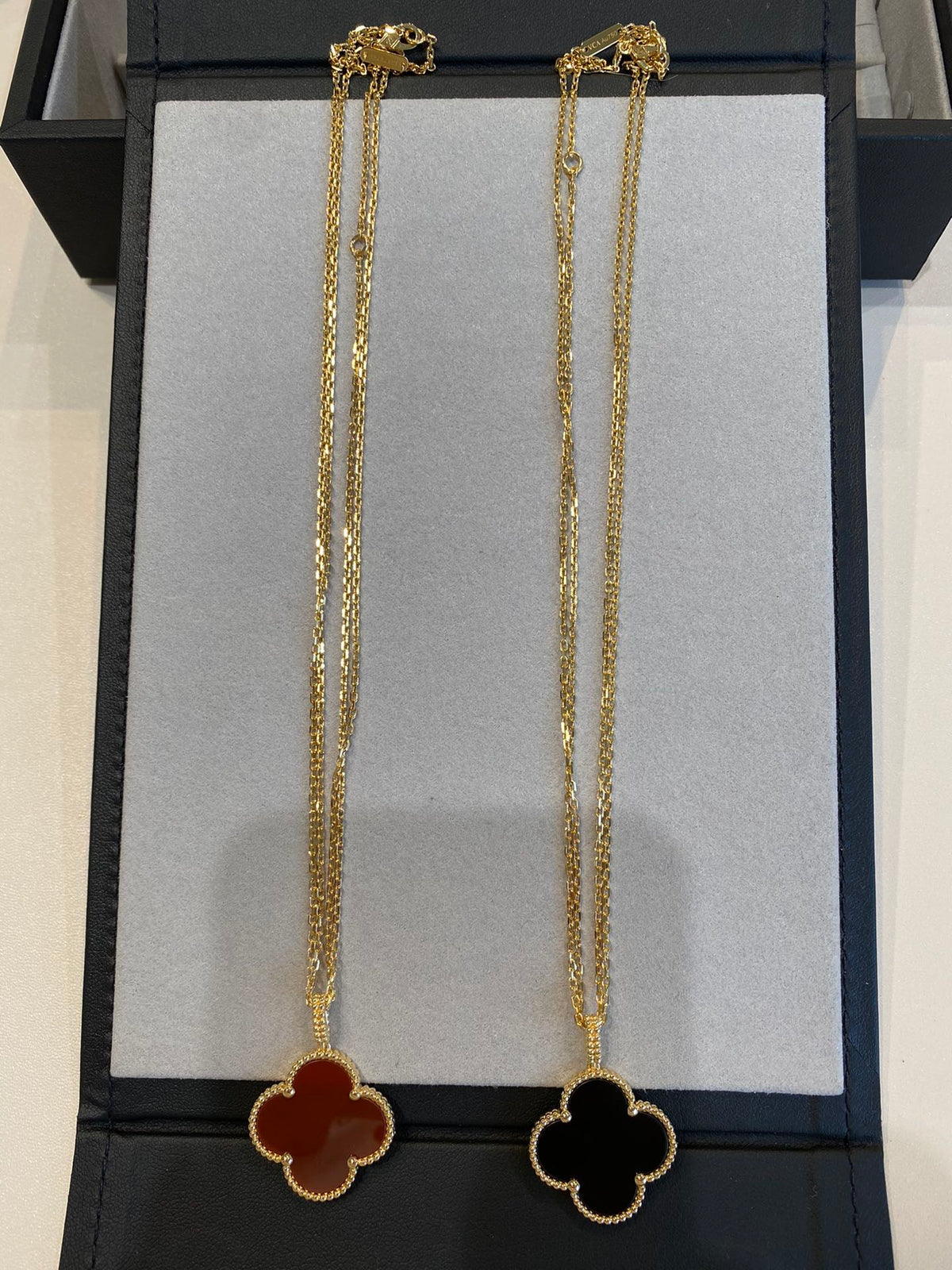 [Super CiCi ]CLOVER 25MM NECKLACE GOLD CARNELIAN