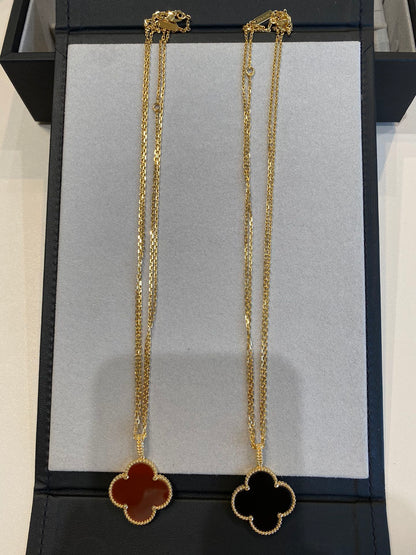 [Super CiCi ]CLOVER 25MM NECKLACE GOLD CARNELIAN