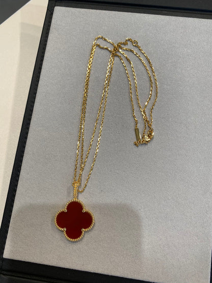 [Super CiCi ]CLOVER 25MM NECKLACE GOLD CARNELIAN