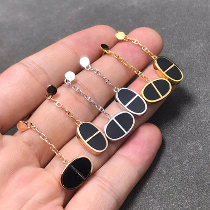 [Super CiCi ]CHAINE VERSO BLACK CERAMIC SILVER EARRINGS