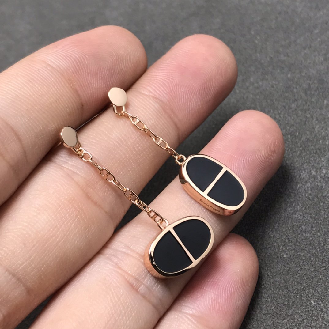 [Super CiCi ]CHAINE VERSO BLACK CERAMIC SILVER EARRINGS