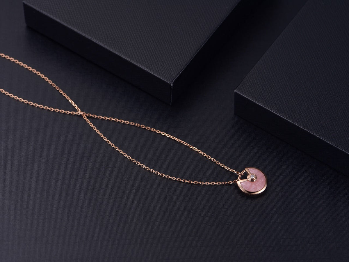 [Super CiCi ]AMULETTE ROSE GOLD PINK MOP NECKLACE