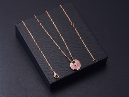 [Super CiCi ]AMULETTE ROSE GOLD PINK MOP NECKLACE