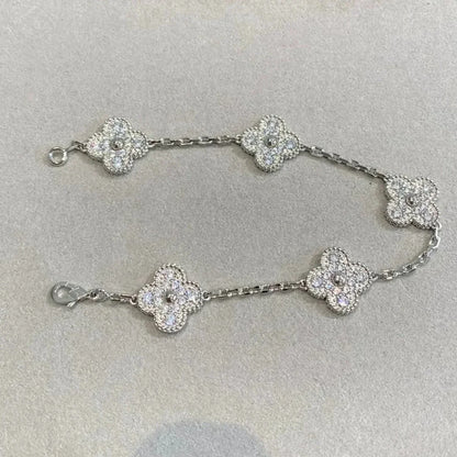 [Super CiCi ] CLOVER 5 MOTIF FULL DIAMOND BRACELET COLLECTION