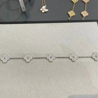 [Super CiCi ] CLOVER 5 MOTIF FULL DIAMOND BRACELET COLLECTION