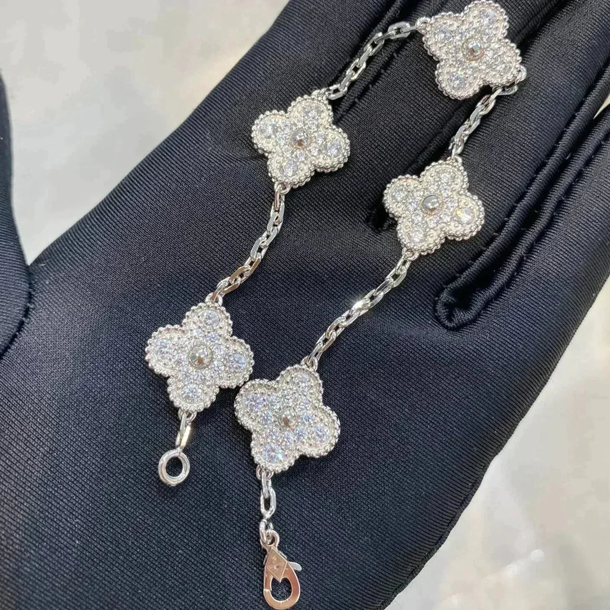 [Super CiCi ] CLOVER 5 MOTIF FULL DIAMOND BRACELET COLLECTION