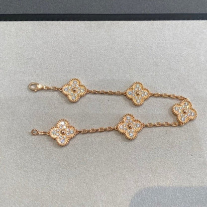 [Super CiCi ] CLOVER 5 MOTIF FULL DIAMOND BRACELET COLLECTION