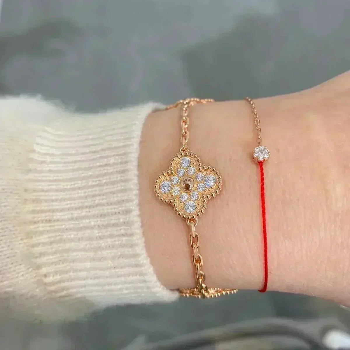 [Super CiCi ] CLOVER 5 MOTIF FULL DIAMOND BRACELET COLLECTION