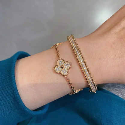 [Super CiCi ] CLOVER 5 MOTIF FULL DIAMOND BRACELET COLLECTION
