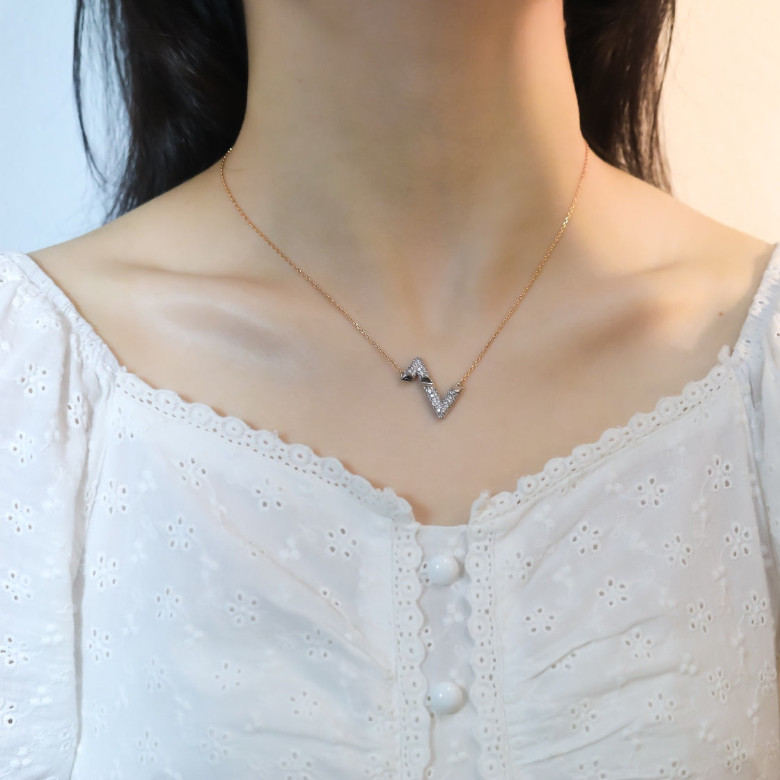 [Super CiCi ]VOLT SILVER DIAMOND PEDANT NECKLACE