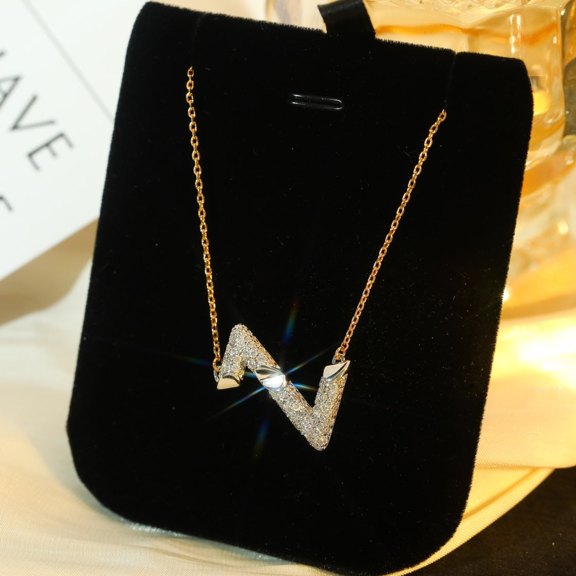 [Super CiCi ]VOLT SILVER DIAMOND PEDANT NECKLACE
