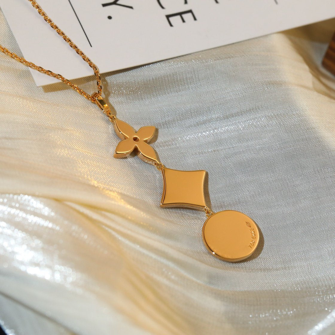 [Super CiCi ]STAR AND SUN DIAMOND PINK GOLD NECKLACE