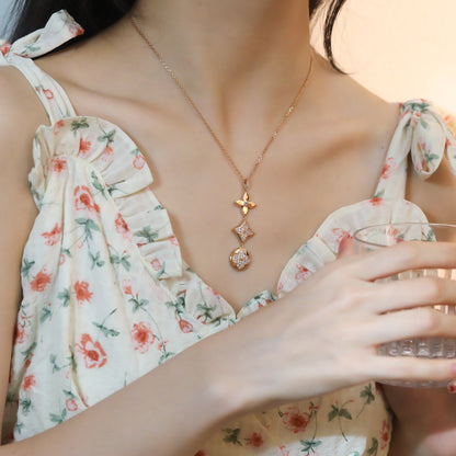 [Super CiCi ]STAR AND SUN DIAMOND PINK GOLD NECKLACE