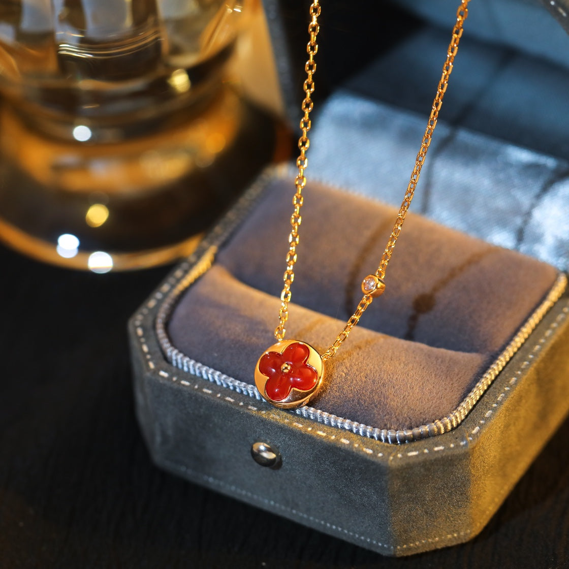 [Super CiCi ]SUN PEDANT PINK GOLD 1 DIAMOND NECKLACE