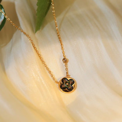 [Super CiCi ]SUN PEDANT PINK GOLD 1 DIAMOND NECKLACE