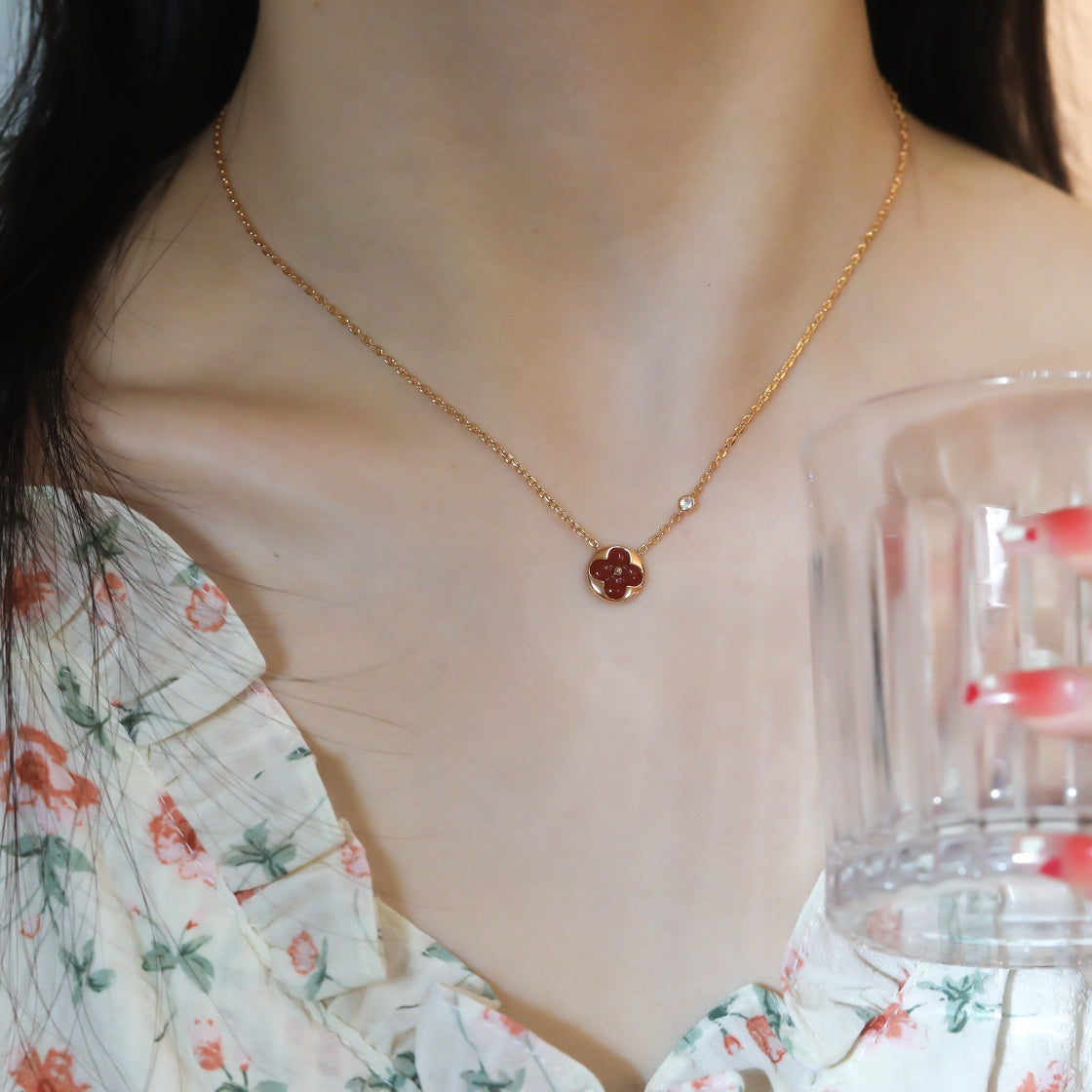 [Super CiCi ]SUN PEDANT PINK GOLD 1 DIAMOND NECKLACE