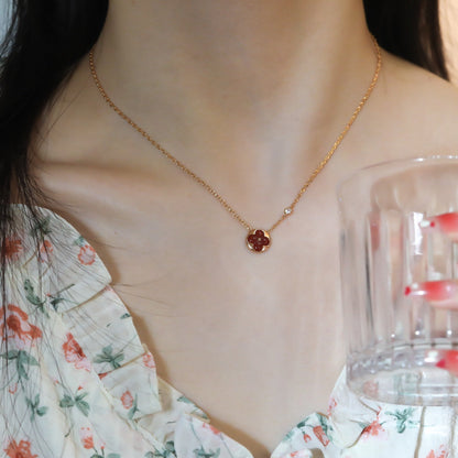 [Super CiCi ]SUN PEDANT PINK GOLD 1 DIAMOND NECKLACE