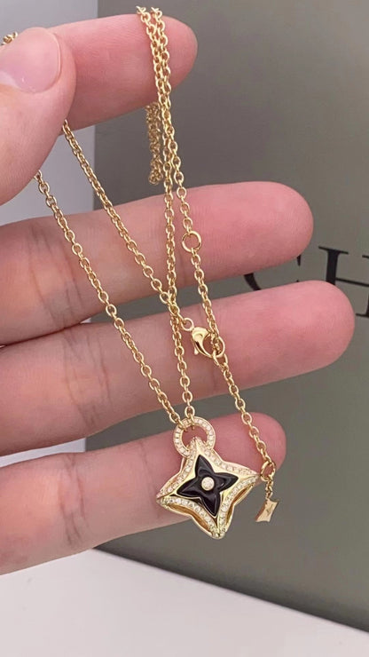 [Super CiCi ]STAR PEDANT PINK GOLD DIAMOND NECKLACE
