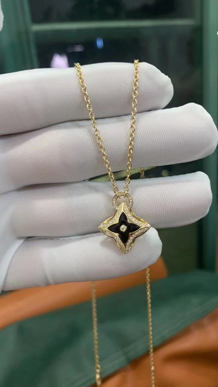 [Super CiCi ]STAR PEDANT PINK GOLD DIAMOND NECKLACE