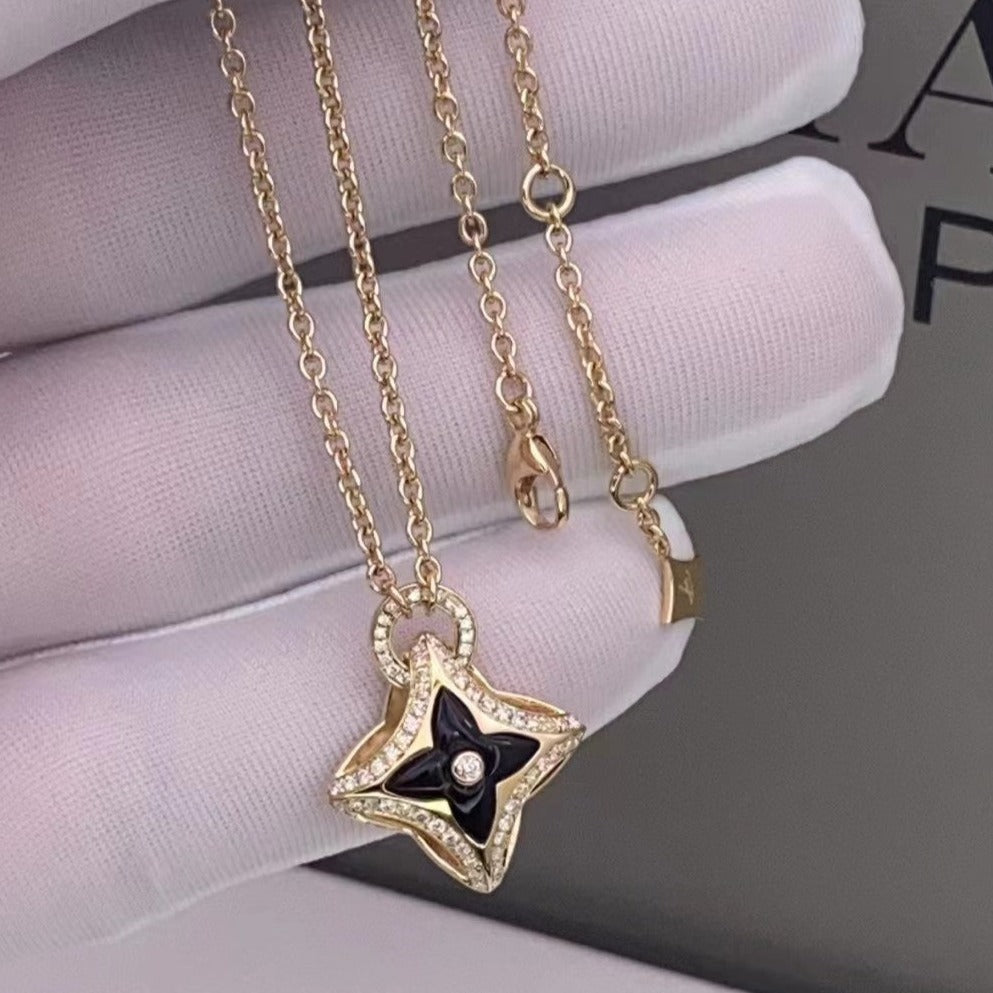 [Super CiCi ]STAR PEDANT PINK GOLD DIAMOND NECKLACE