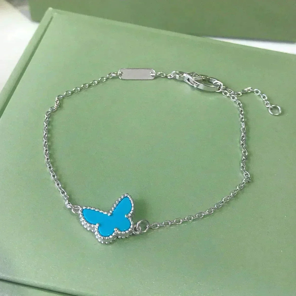 [Super CiCi ]BUTTERFLY TURQUOISE BUTTERFLY BRACELET SILVER
