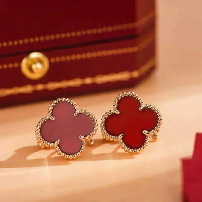 [Super CiCi ]CLOVER MEDIUM 1 MOTIFS CARNELIAN  EARRINGS