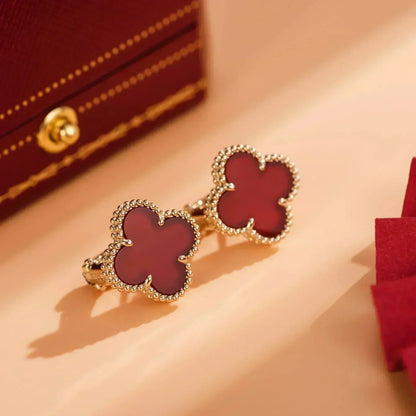 [Super CiCi ]CLOVER MEDIUM 1 MOTIFS CARNELIAN  EARRINGS