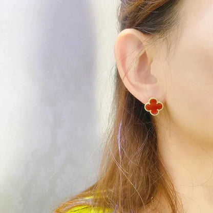 [Super CiCi ]CLOVER MEDIUM 1 MOTIFS CARNELIAN  EARRINGS